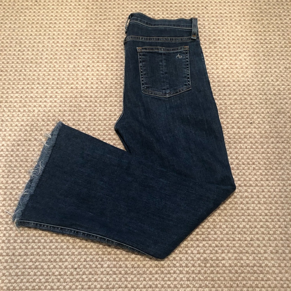 Rag & bone frayed flare ankle length jean